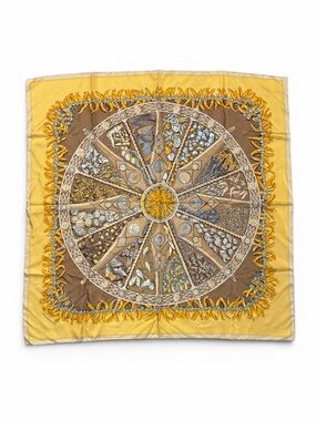 Hermes Aux Pays des Espices Gold Tone 90 Silk Scarf